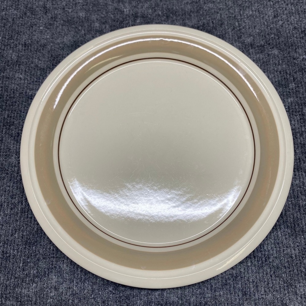 Westminster Grey Mist Dinner Plate Beige Tan Brown Rim Japan Stoneware 10.25in